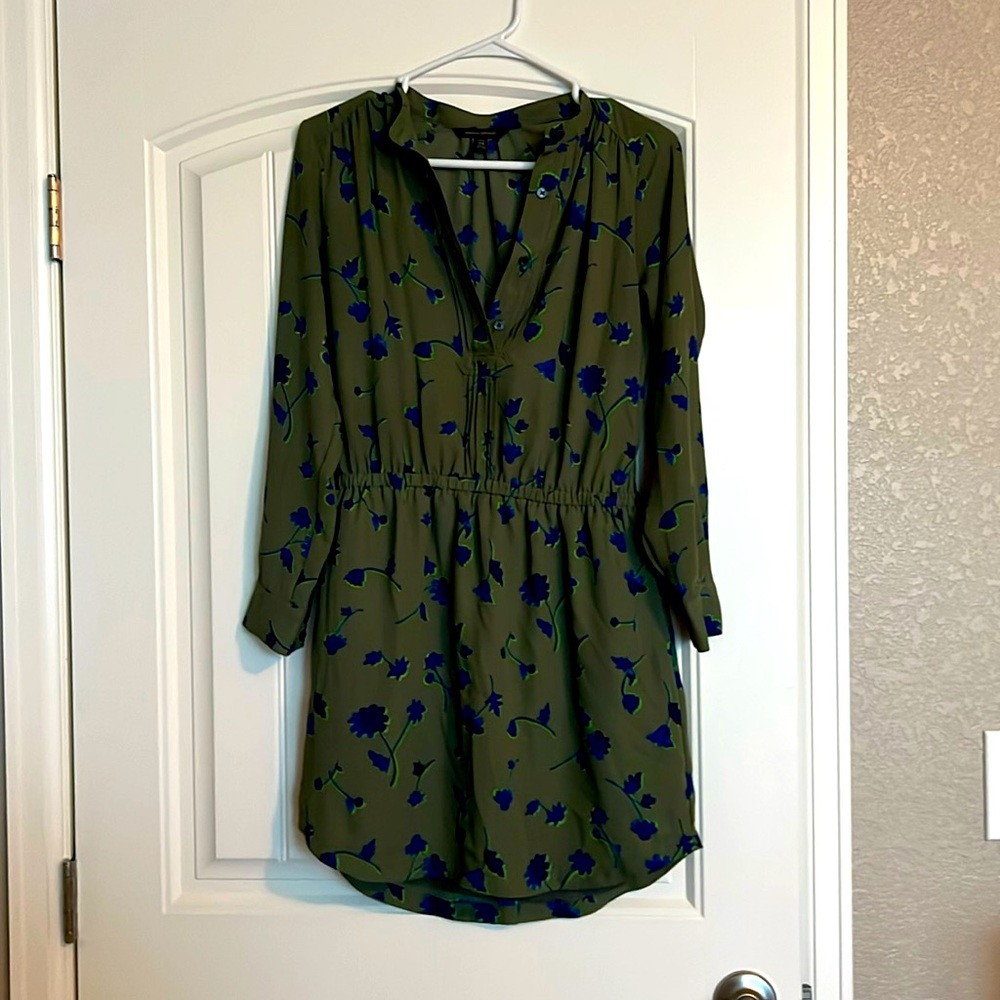Banana republic olive green floral shirt dress XS